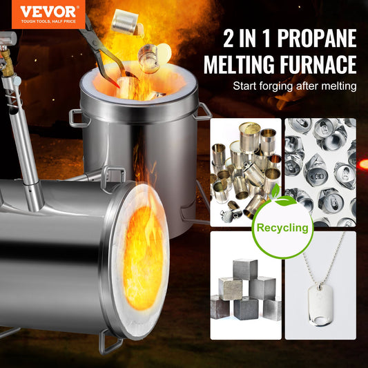 VEVOR 12KG Propane Smelting Furnace Kit Melting Furnace Double Burners 2700℉