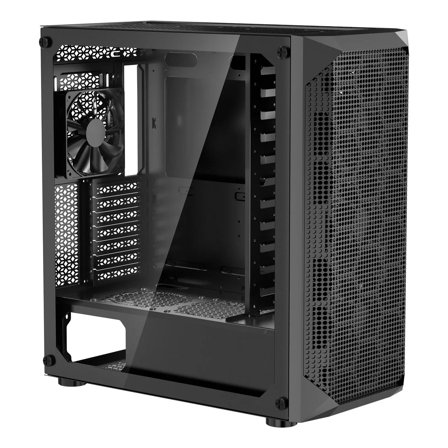 VEVOR PC Gaming Case, Mid-Tower, Computer Case with High-Airflow Tempered Glass Panel, Dust Filter, 4 x 120 mm Fans, Cable Management, for GPU up to 270 mm in Length, Compatible with ATX/M-ATX/ITX - Mekamart Australia