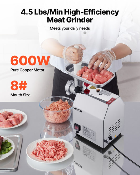 VEVOR Commercial Electric Meat Grinder 4.5 Lbs/Min Sausage Stuffer Maker Kitchen