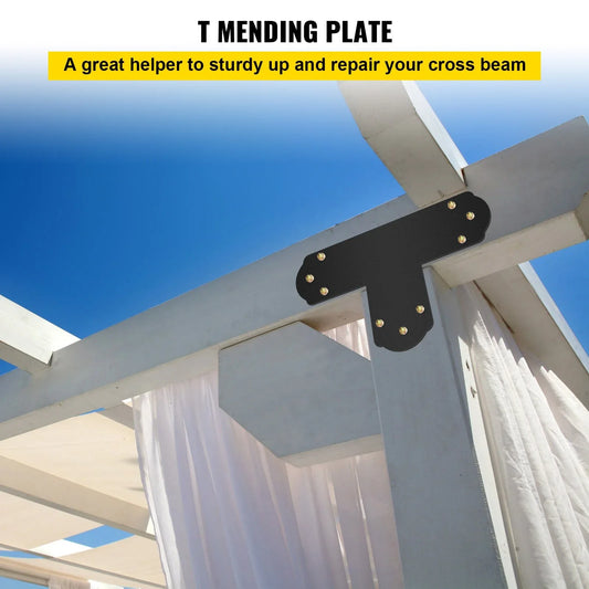 VEVOR Black T Mending Plate T-shape 8 PCs 6" Flat Connector Post to Beam Bracket - Mekamart Australia