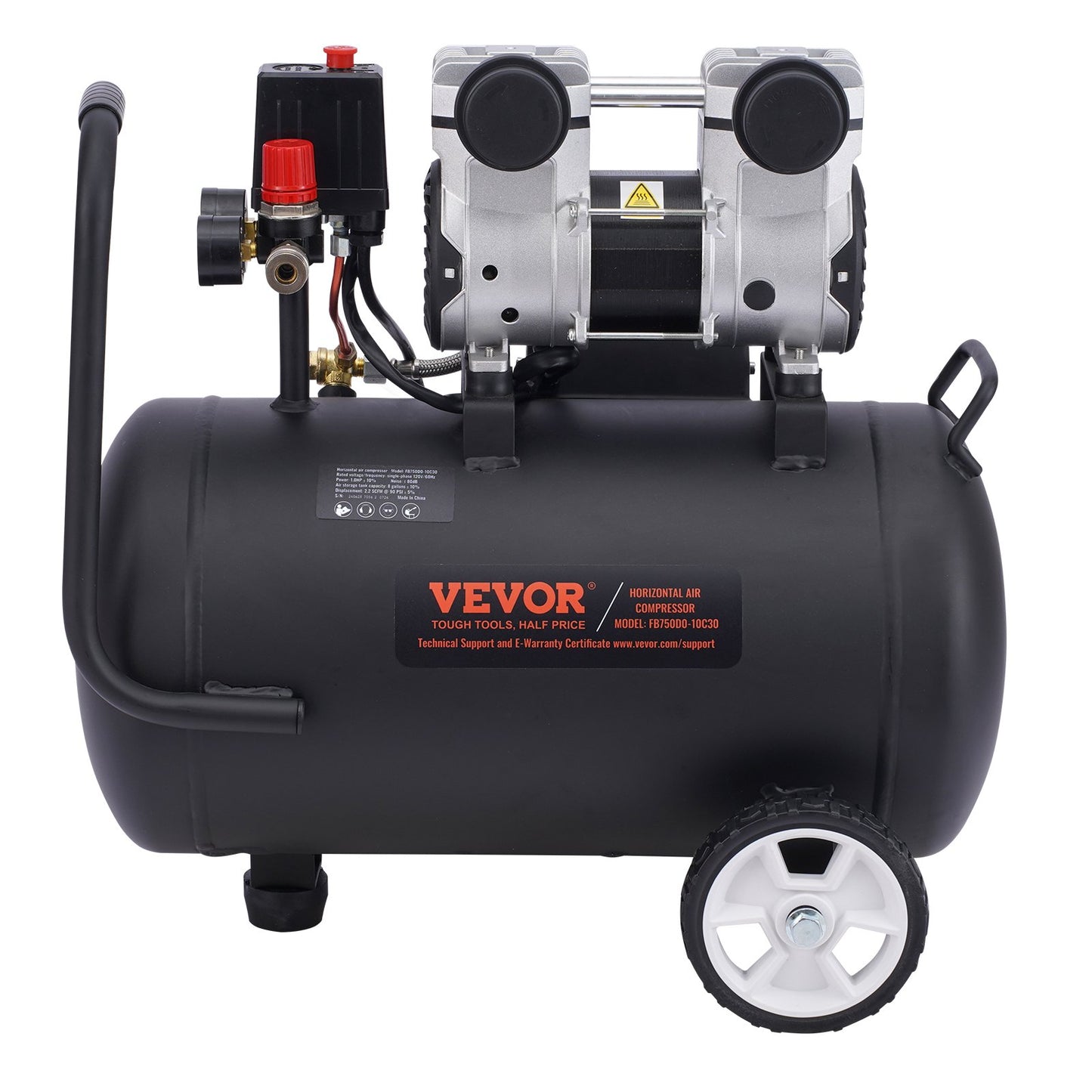 VEVOR Air Compressor Compact Portable Oil Free Compressor 30L 90 PSI