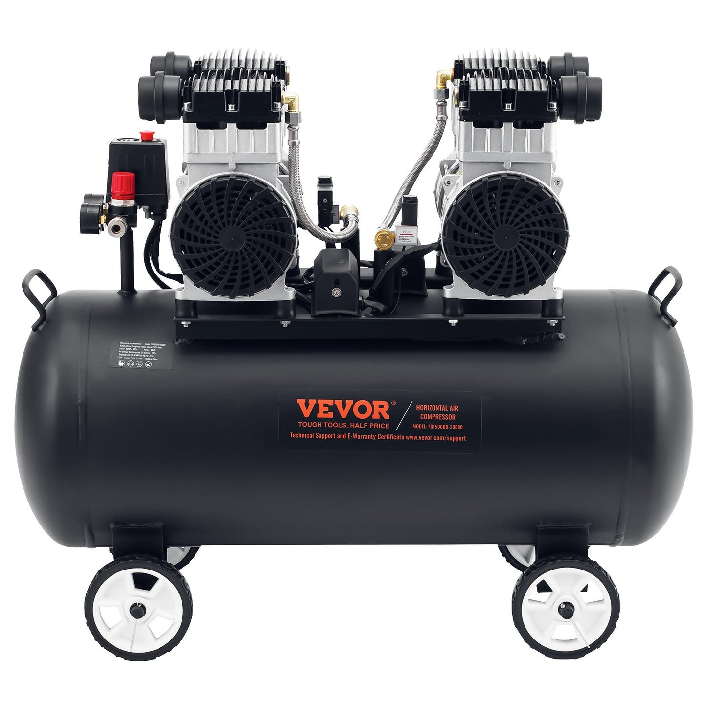 VEVOR Air Compressor Compact Portable Oil Free Compressor 75L 90 PSI
