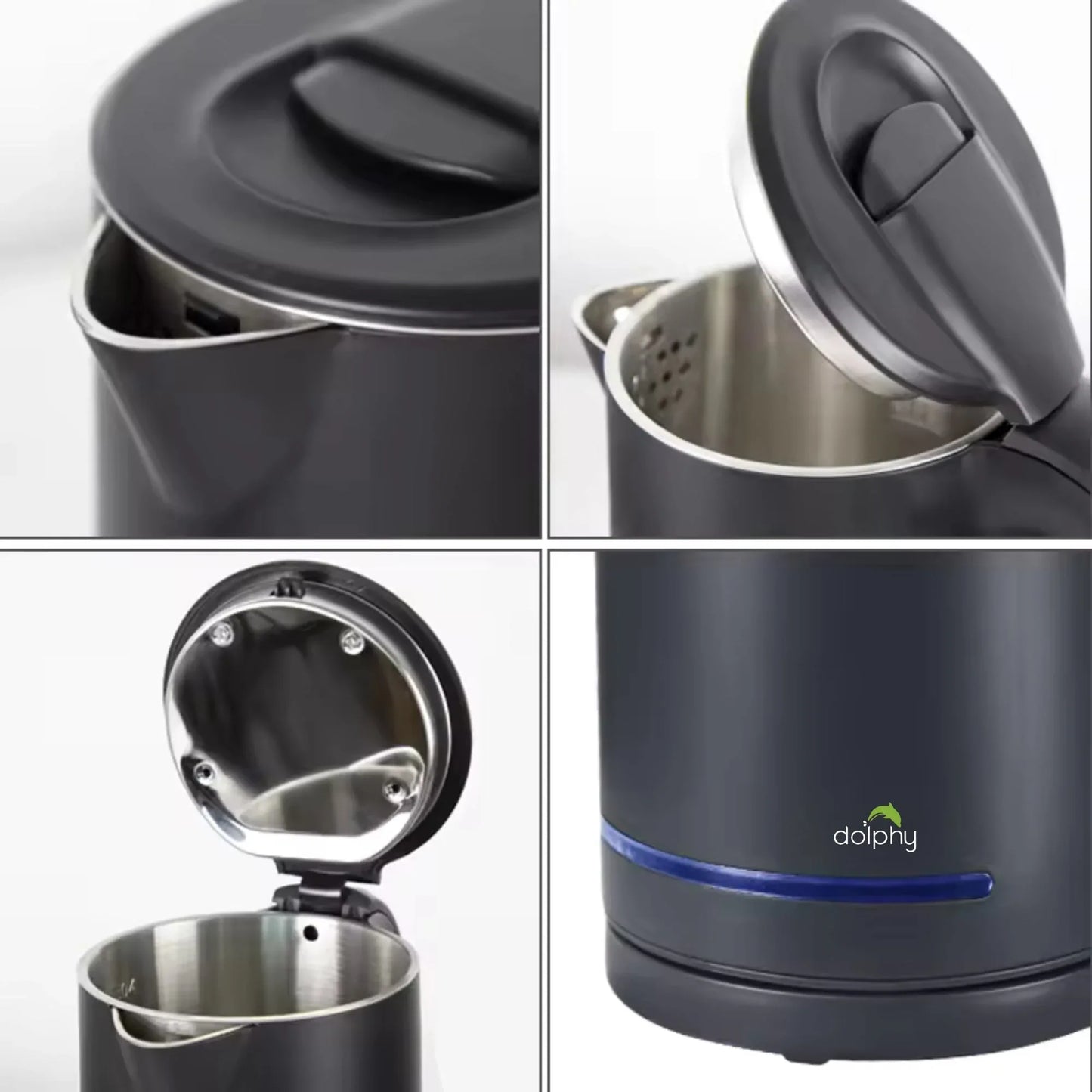 0.8L Electric Kettle Matt Black With Light Design - Mekamart Australia