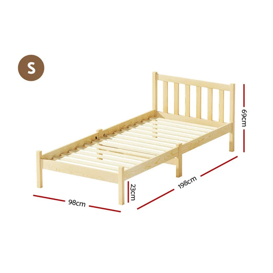 Artiss Bed Frame Single Size Wooden Oak SOFIE - Mekamart Australia