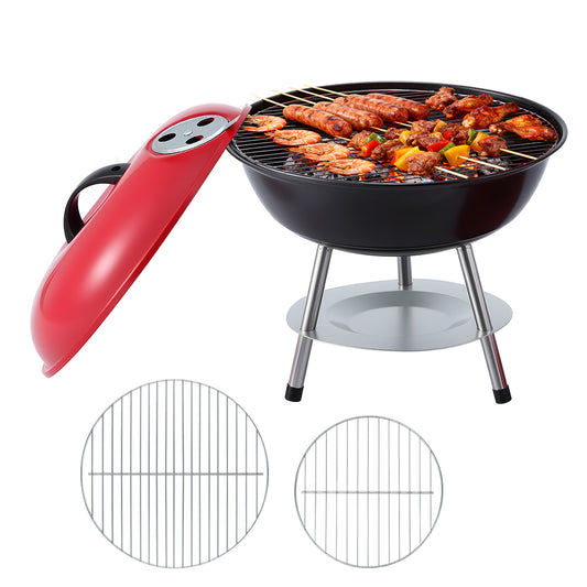 Grillz Charcoal BBQ Grill Portable with Lid for Camping Outdoor