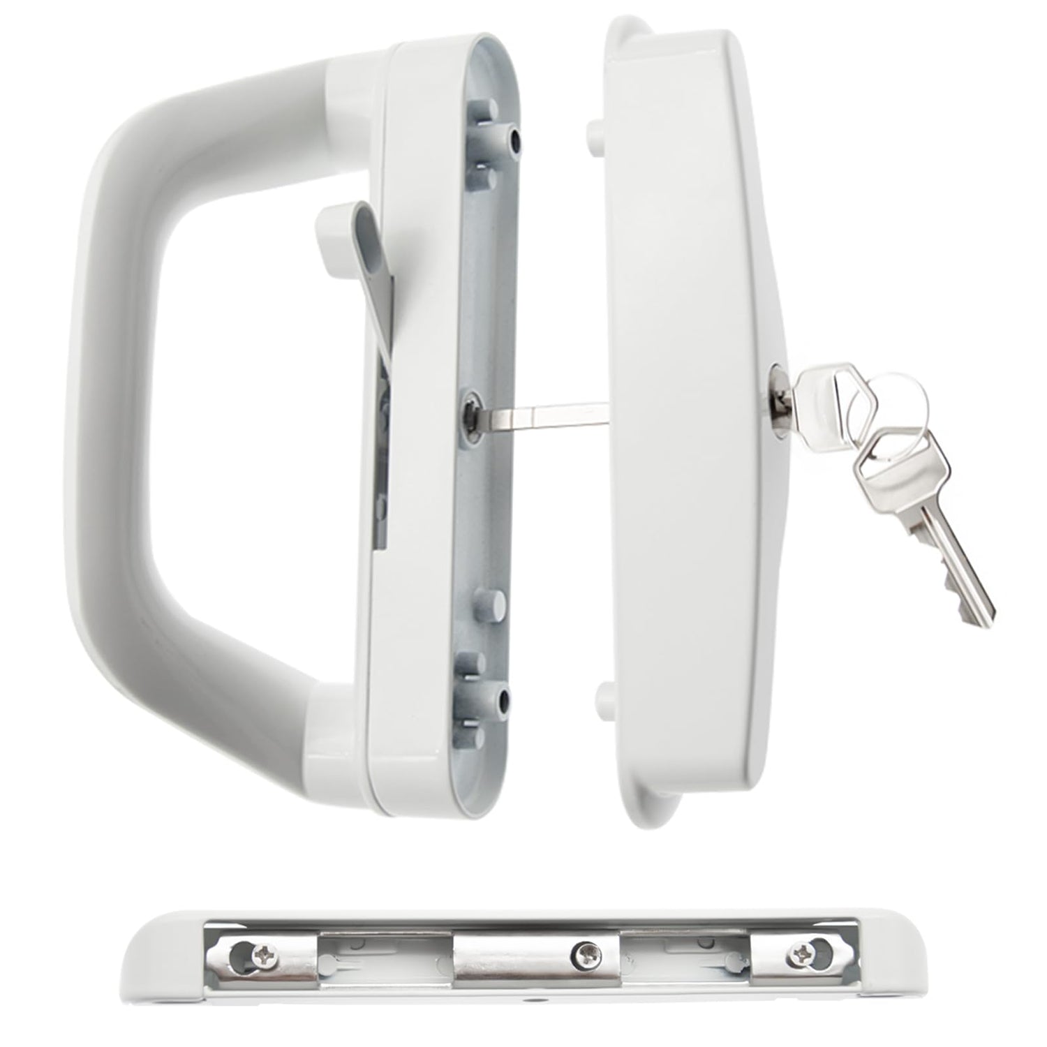 Door handles, knobs, and hardware accessories.