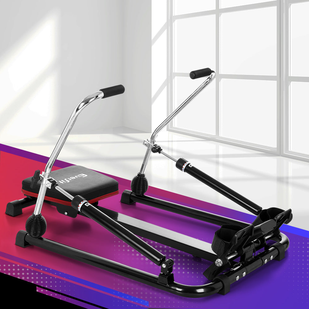 Home gym equipment including dumbbells, mats, and fitness accessories