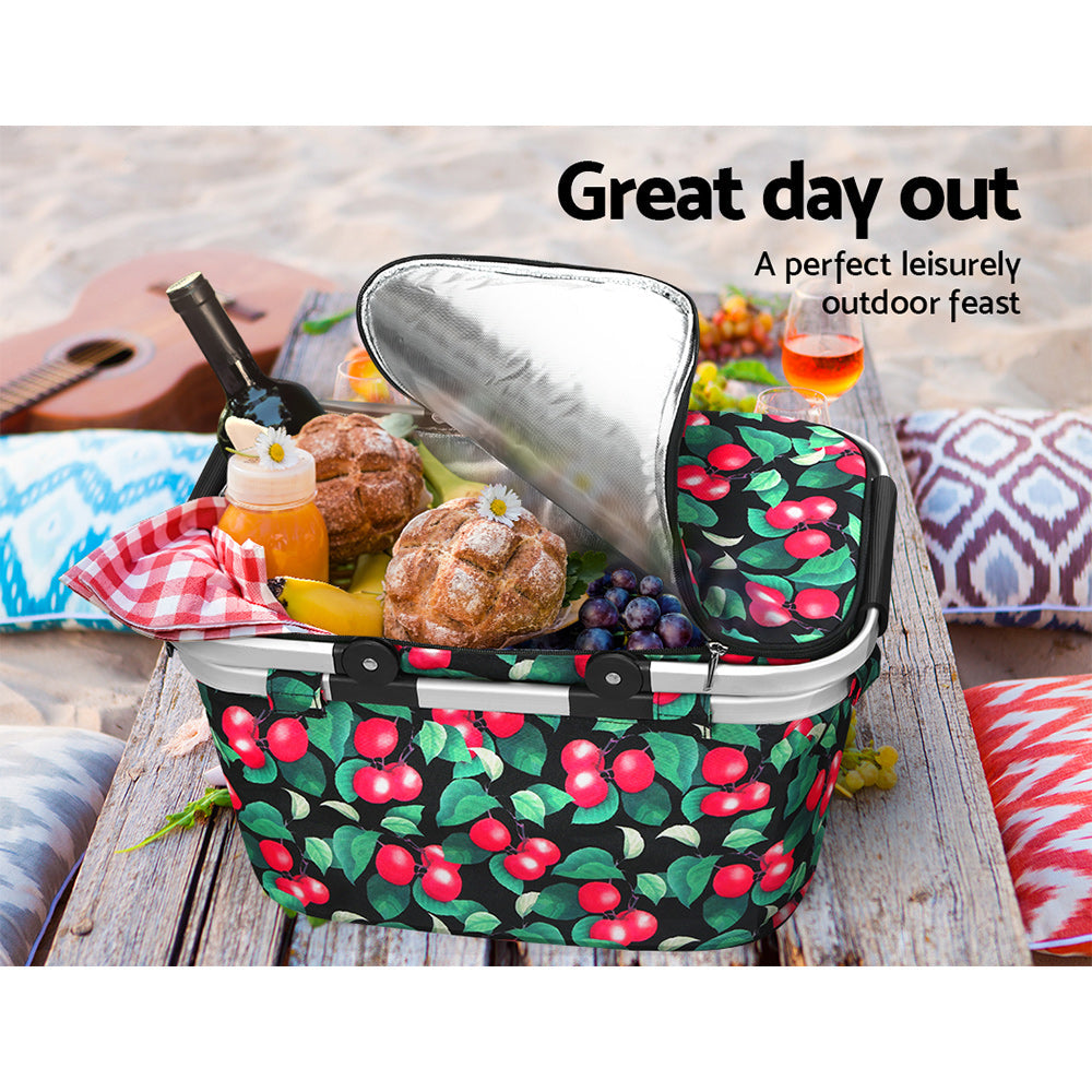 Picnic baskets, blankets, and portable accessories for outdoor dining