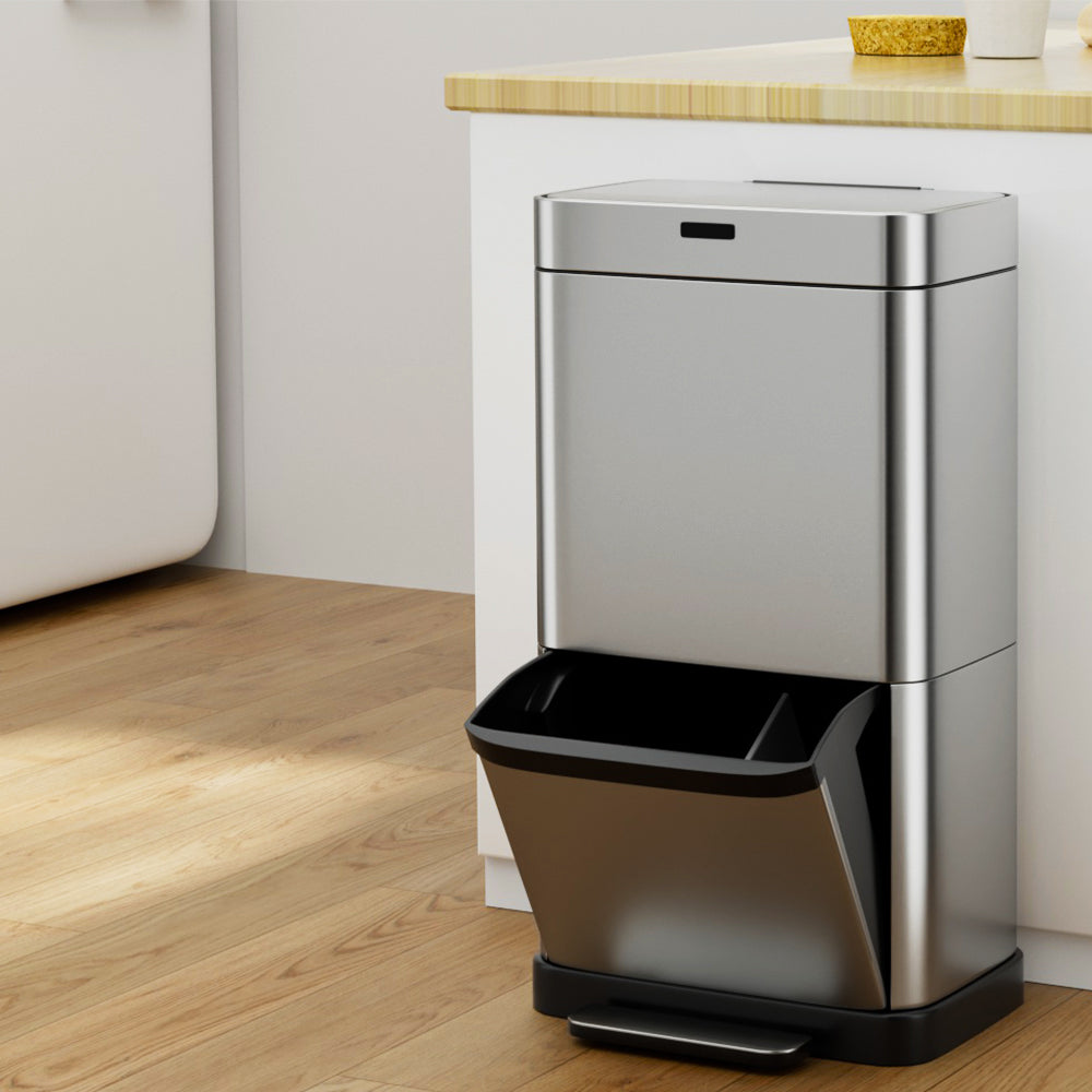 Touchless automatic kitchen bins with sensors.