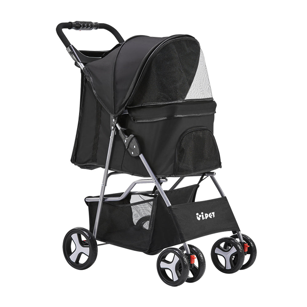 "Toddler gear setup with stroller, colorful lunch box, and diaper bag outdoors"