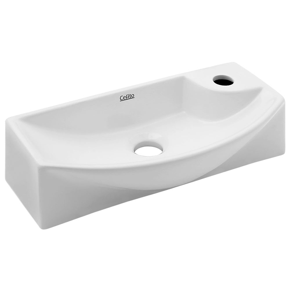 Ceramic and glass bathroom sinks in modern styles.