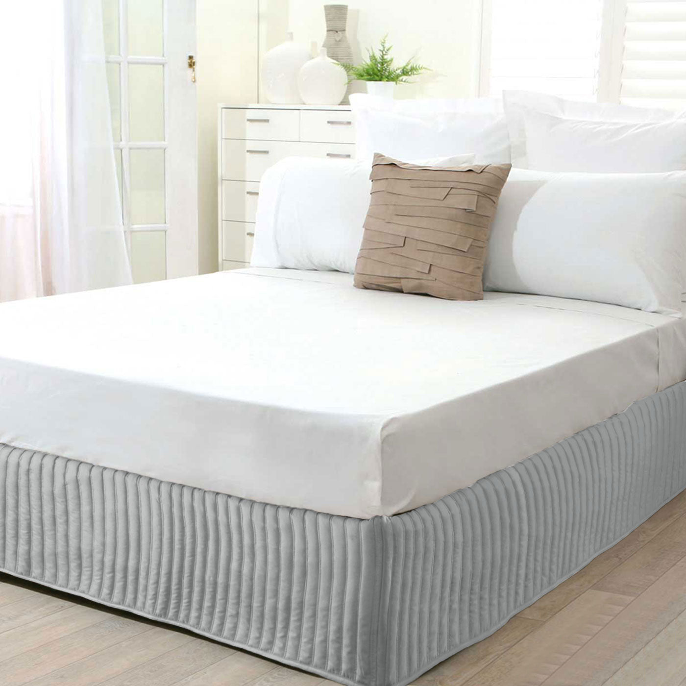 Elegant bed valances to cover bed bases and frame storage.