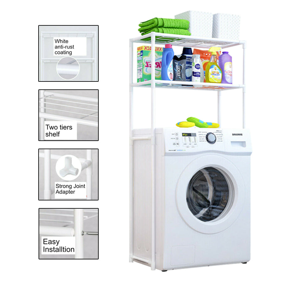 Laundry room storage shelves, hampers, and organizers.