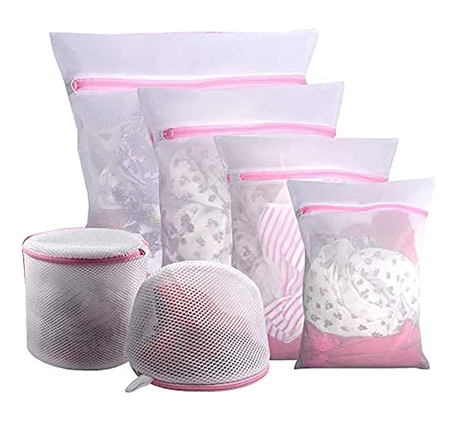 Laundry wash bags for protecting delicate clothing.