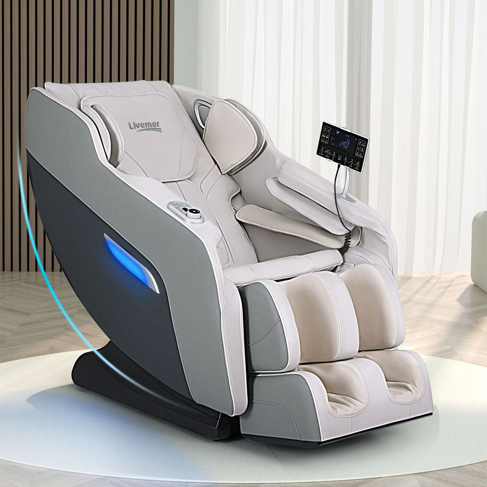 Full-body massage chairs for relaxation and wellness.