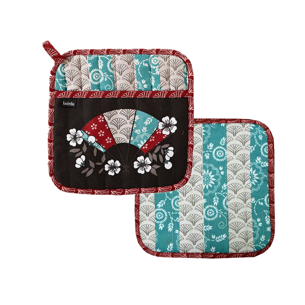 Heat-resistant oven mitts and potholders for kitchen safety.