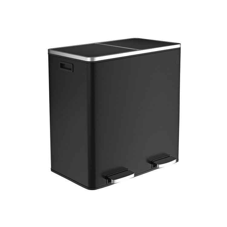 Pedal-operated bins for hands-free waste disposal.