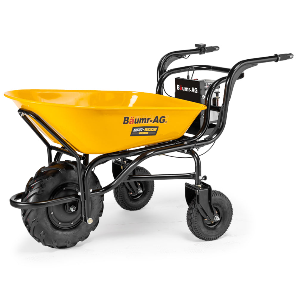 Multi-purpose garden spreaders and wheelbarrows for heavy loads.