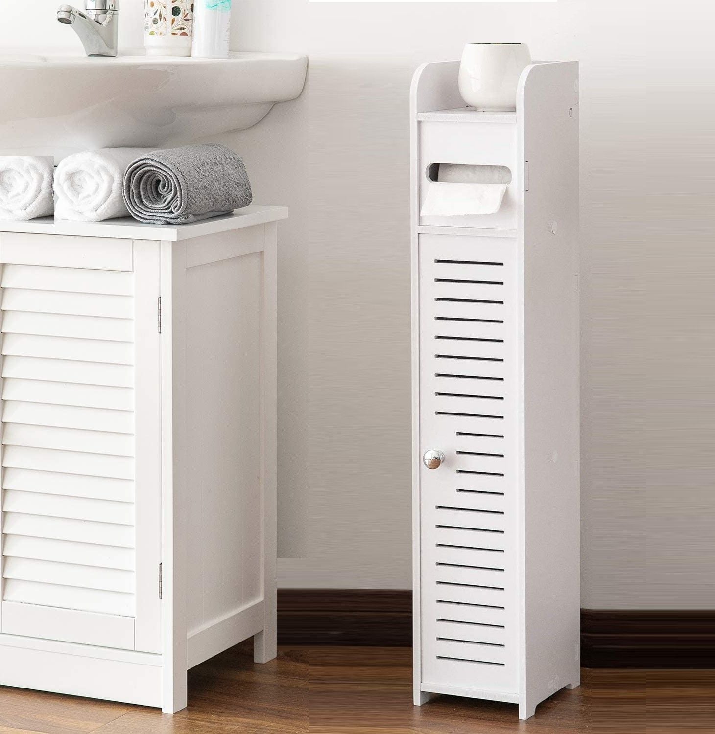 Toilet paper holders in various styles and finishes.