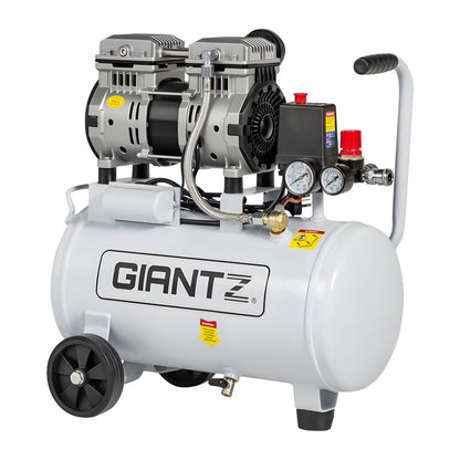 Giantz 24L Air Compressor Quiet 0.75HP Oil-Free Portable Tyre Inflator 40L/Min