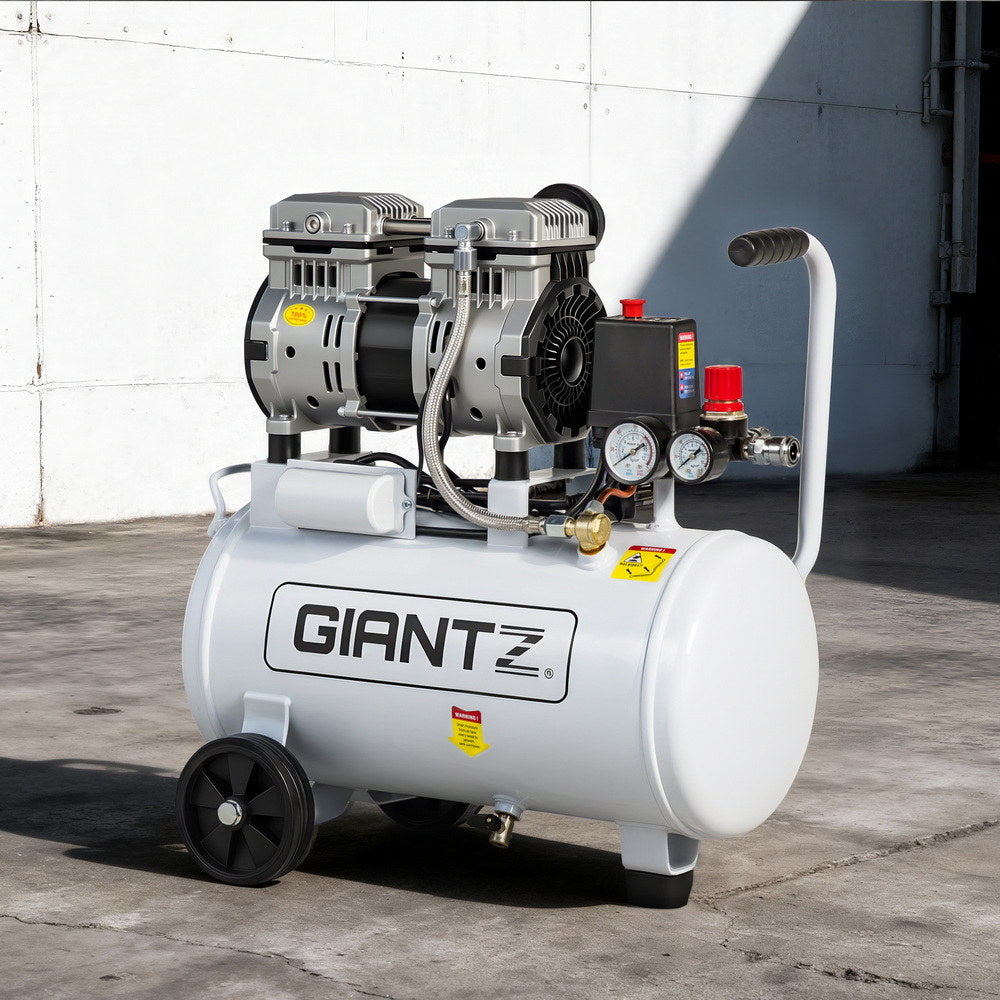 Giantz 24L Air Compressor Quiet 0.75HP Oil-Free Portable Tyre Inflator 40L/Min