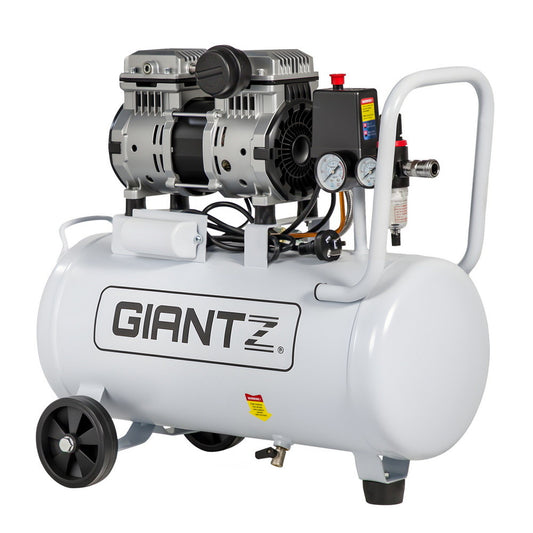 Giantz 30L Air Compressor Quiet 0.75HP Oil-Free Portable Tyre Inflator 40L/Min