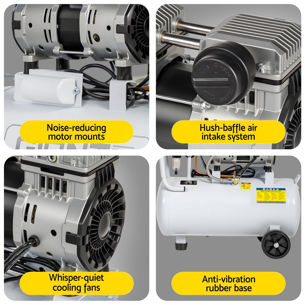 Giantz 30L Air Compressor Quiet 0.75HP Oil-Free Portable Tyre Inflator 40L/Min