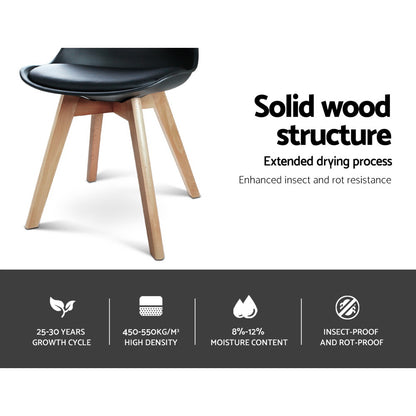 Artiss Dining Chairs Set of 4 Leather Plastic DSW Replica Wooden Black