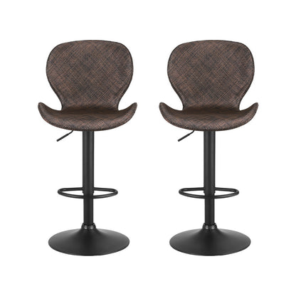 Artiss 2x Bar Stools Kitchen Swivel Gas Lift Counter Chair Wing PE Rattan Brown