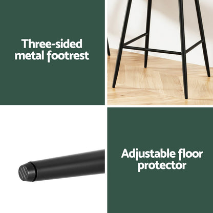 Artiss 4x Bar Stools Kitchen Dining Chair Counter Stool Tub Velvet Metal Green