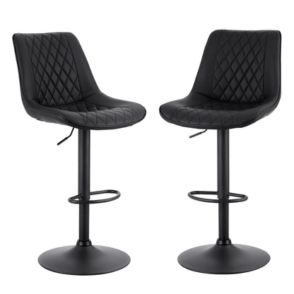 Artiss 2x Bar Stools Kitchen Swivel Gas Lift Counter Chair Diamond Leather Black