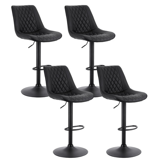 Artiss 4x Bar Stools Kitchen Swivel Gas Lift Counter Chair Diamond Leather Black