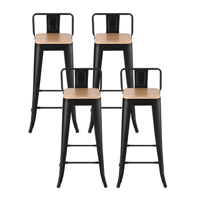 Artiss 4x Bar Stools Kitchen Counter High Chair Dining Stackable Metal Black