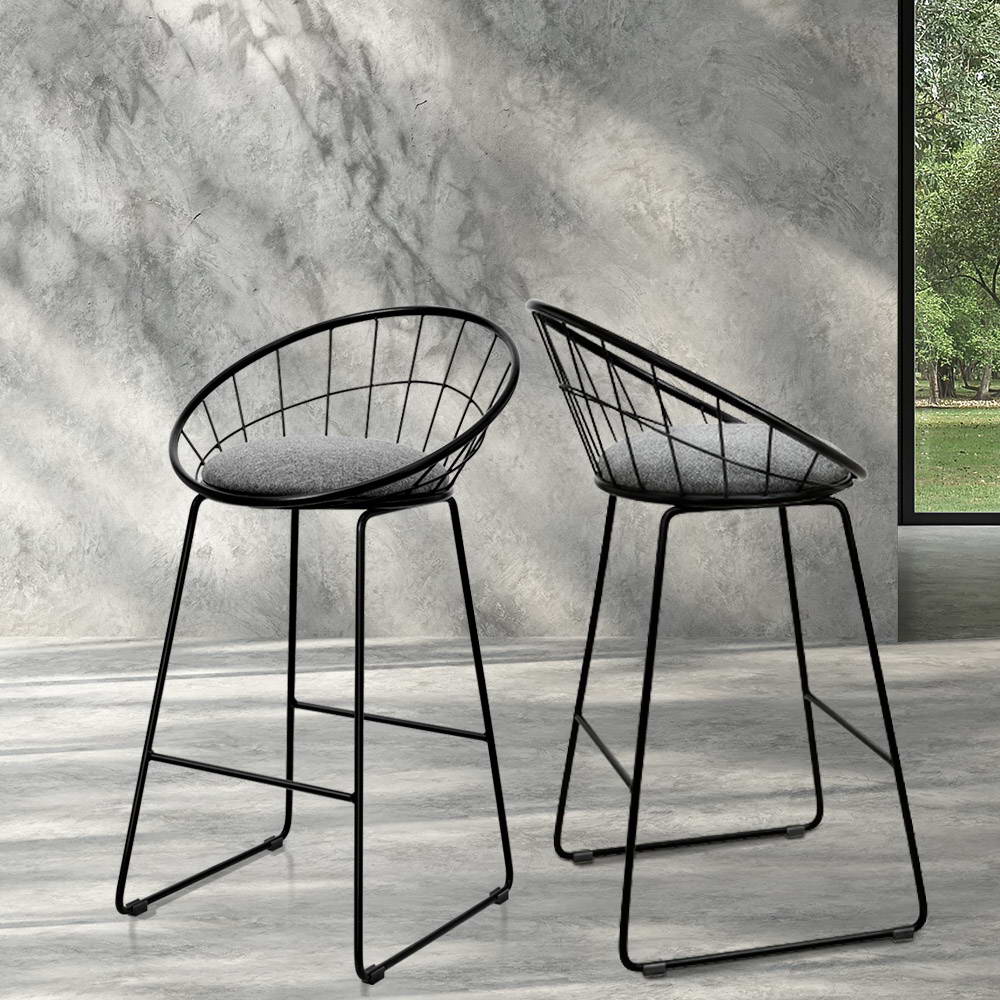 Artiss 2x Bar Stools Padded Seat Metal
