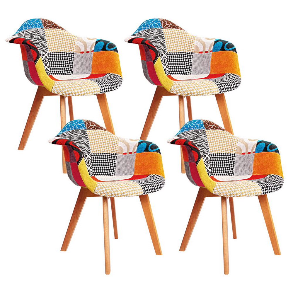 Artiss Dining Chairs Set of 4 Fabric Retro Replica DSW