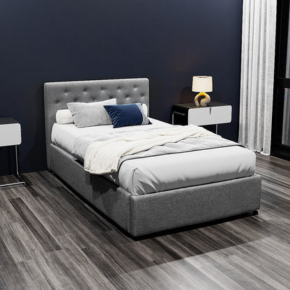 Artiss Bed Frame King Single Size Gas Lift Grey VILA