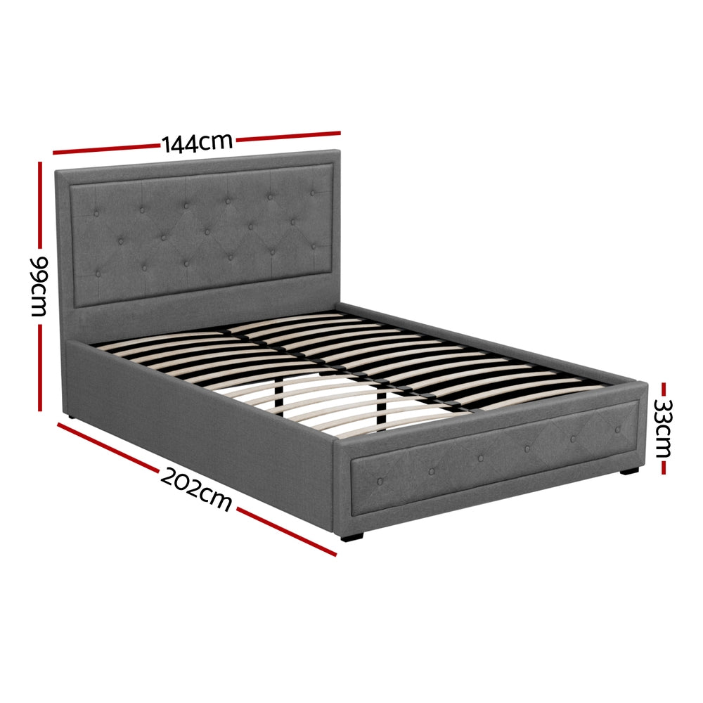 Artiss Bed Frame Double Size Gas Lift Grey TIYO