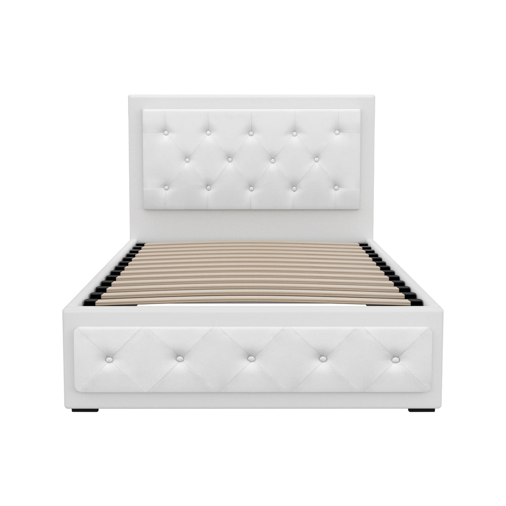 Artiss Bed Frame King Single Size Gas Lift White TIYO