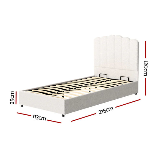Artiss Bed Frame King Single Size Boucle FION - Mekamart Australia