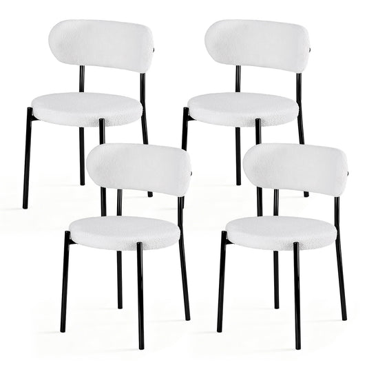Artiss Dining Chairs Set of 4 Sherpa Boucle White