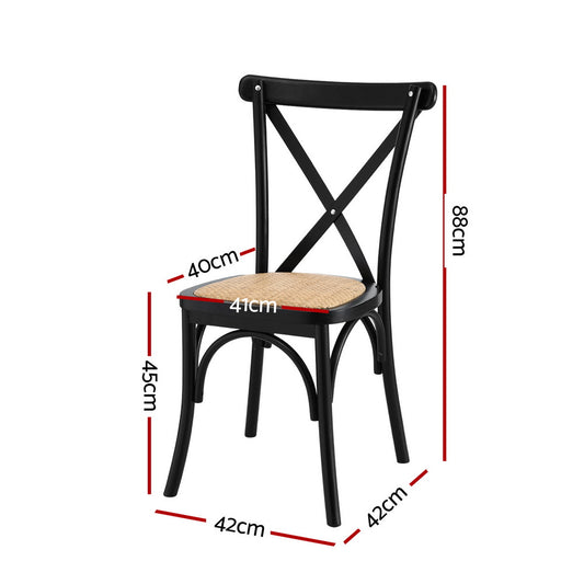 Artiss 4x Dining Chairs Rattan Wooden Kitchen Accent Chair Cafe Lounge Rubber Wood