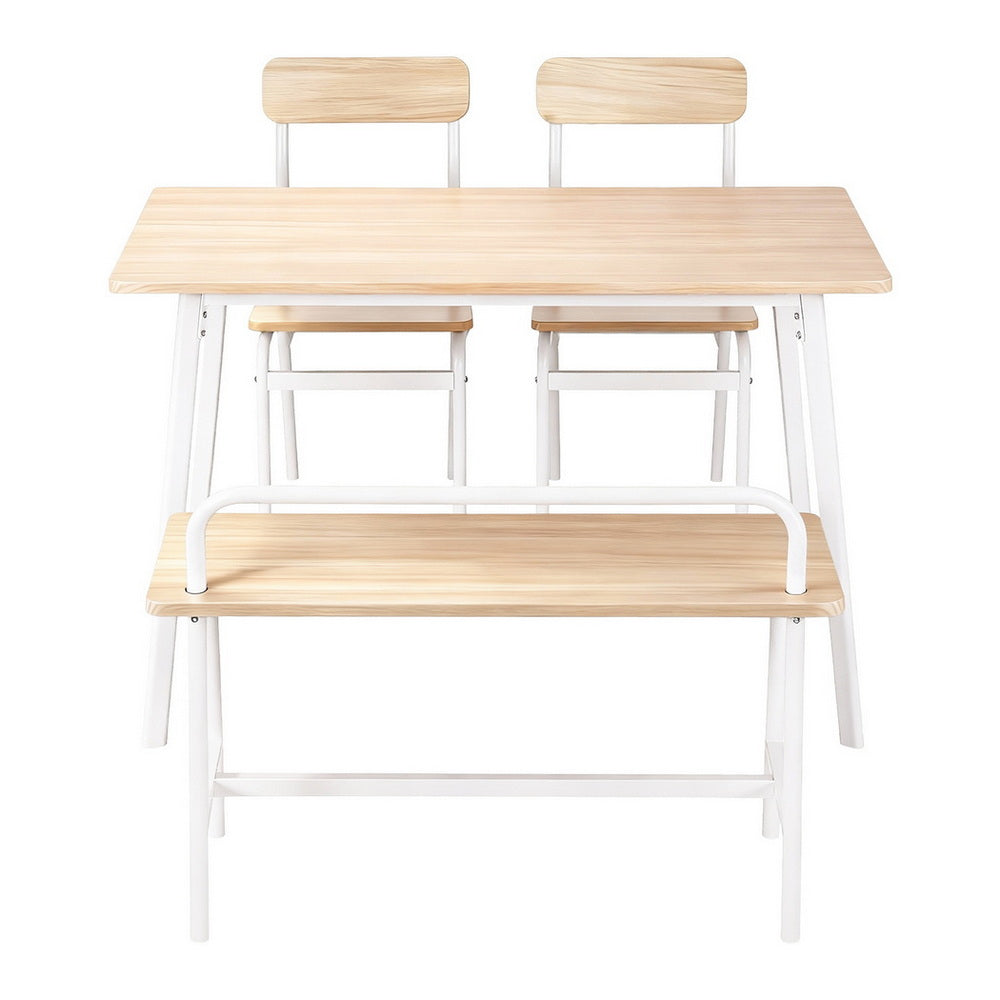 Artiss Dining Table and Chairs Set of 4 Bench Kitchen Furniture Natural and White