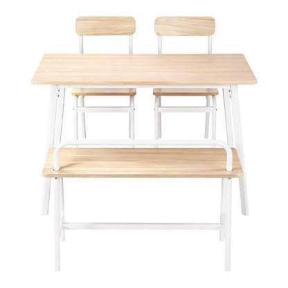 Artiss Dining Table and Chairs Set of 4 Bench Kitchen Furniture Natural and White