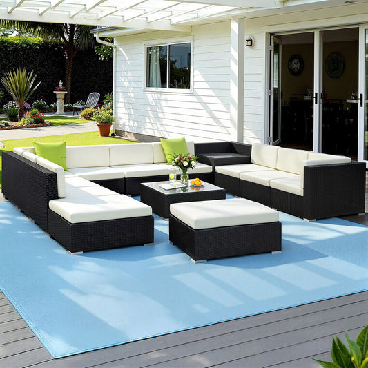 Gardeon 13-Piece Outdoor Sofa Set Wicker Couch Lounge Setting Cover