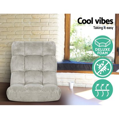 Artiss 4X Lounge Sofa Bed Flannel Fabric Grey