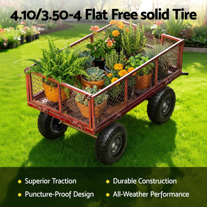 Gardeon 2pcs, 4.10/3.50-4 Tire And Wheel Flat Free, 26cm Solid Rubber Tires with 5/8 Axle Bore Hole And Double Sealed Bearings, Perfect for Wheelbarrow, Garden Cart, Wagon, Dolly