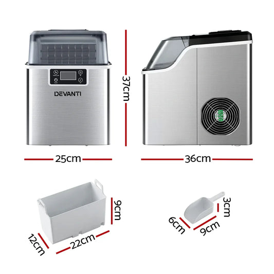 Devanti Ice Maker Machine Commercial Portable Ice Cube Tray Countertop 3.2L - Mekamart Australia