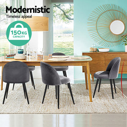 Artiss Dining Chairs Set of 4 Velvet Solid Curved Dark Grey