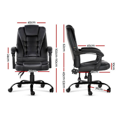 Artiss Massage Office Chair Executive Computer Gaming Chairs Black PU Leather