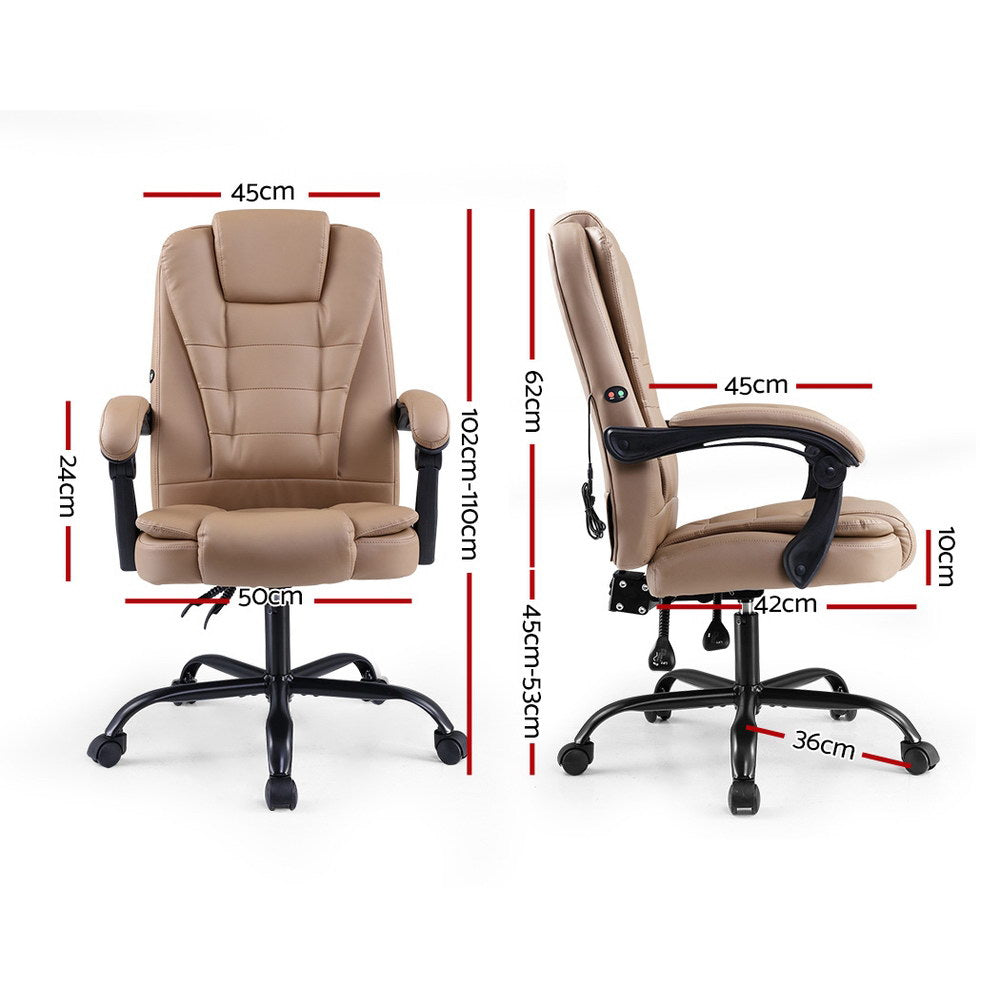 Artiss Massage Office Chair Executive Computer Gaming Chairs Brown PU Leather Espresso